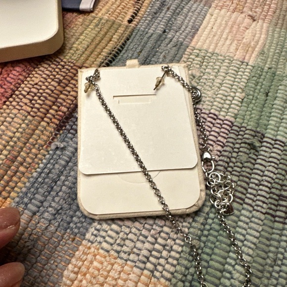 Brighton Silver Hugs and Kisses Necklace and Earring Set Crystal NWOT - Picture 3 of 4